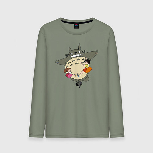 Мужской лонгслив Тоторо и девочки / Авокадо – фото 1
