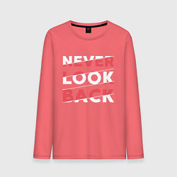 Лонгслив хлопковый мужской Never look back, цвет: коралловый