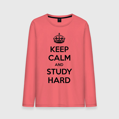 Мужской лонгслив Keep Calm & Study Hard / Коралловый – фото 1