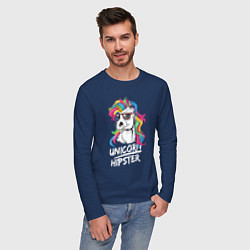 Лонгслив хлопковый мужской Unicorn hipster, цвет: тёмно-синий — фото 2