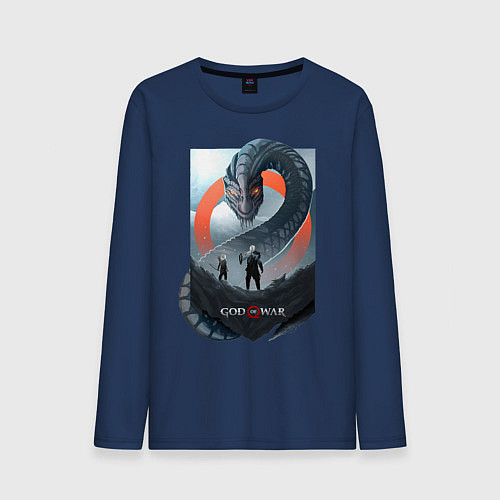 Мужской лонгслив Кратос и Атрей / Тёмно-синий – фото 1