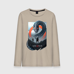 Лонгслив хлопковый мужской Кратос и Атрей, цвет: миндальный
