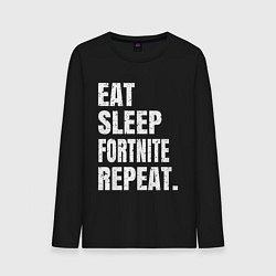 Лонгслив хлопковый мужской EAT SLEEP FORTNITE REPEAT, цвет: черный