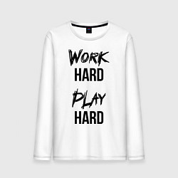 Лонгслив хлопковый мужской Work hard Play hard, цвет: белый