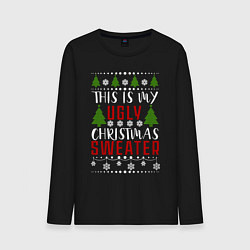 Лонгслив хлопковый мужской My ugly christmas sweater, цвет: черный