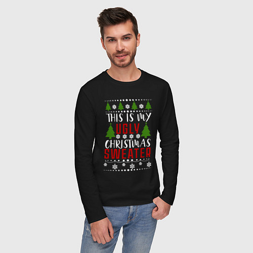 Мужской лонгслив My ugly christmas sweater / Черный – фото 3