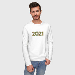 Лонгслив хлопковый мужской Новый Год 2021, цвет: белый — фото 2