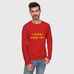 Лонгслив хлопковый мужской KEANU REEVES CYBERPUNK, цвет: красный — фото 2