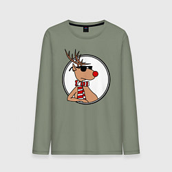 Лонгслив хлопковый мужской Олень Хипстер, цвет: авокадо