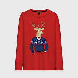 Лонгслив хлопковый мужской Hipster Deer, цвет: красный