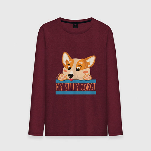 Мужской лонгслив Мой глупый корги / Меланж-бордовый – фото 1