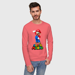 Лонгслив хлопковый мужской Super Mario цвета коралловый — фото 2