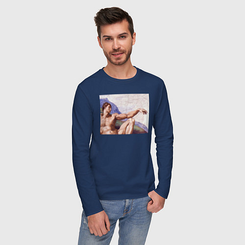 Мужской лонгслив Искусство / Тёмно-синий – фото 3