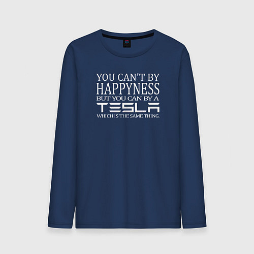 Мужской лонгслив Тесла счастье / Тёмно-синий – фото 1