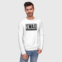 Лонгслив хлопковый мужской Swag, цвет: белый — фото 2