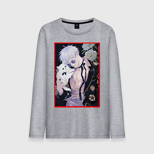 Мужской лонгслив Сатору гото С кошечкой / Меланж – фото 1