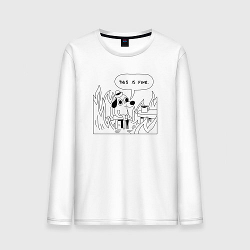 Мужской лонгслив This is Fine / Белый – фото 1
