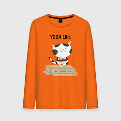 Лонгслив хлопковый мужской Yoga Life цвета оранжевый — фото 1