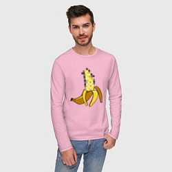 Лонгслив хлопковый мужской Банан Цензура, цвет: светло-розовый — фото 2