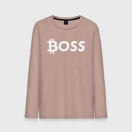 Мужской лонгслив БИТКОИН ДЕД BITCOIN BOSS / Пыльно-розовый – фото 1