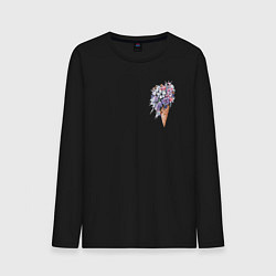 Лонгслив хлопковый мужской Цветочное мороженое, цвет: черный