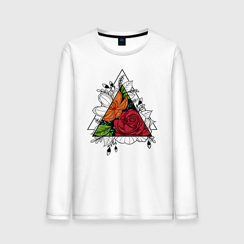 Мужской лонгслив Flower tattoo / Белый – фото 1