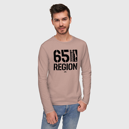 Мужской лонгслив Регион 65 Сахалин / Пыльно-розовый – фото 3