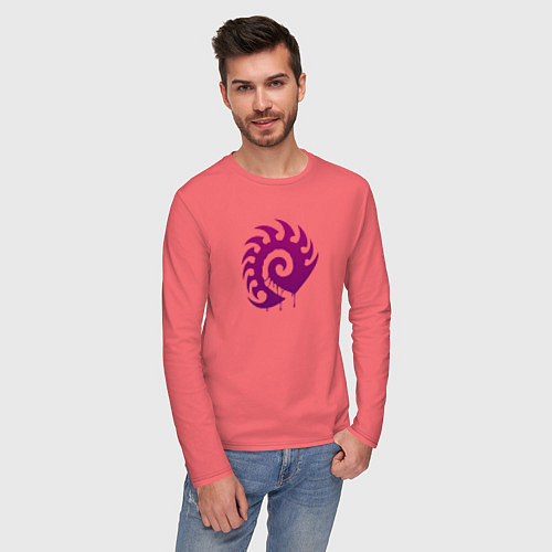Мужской лонгслив Zerg logo Purple / Коралловый – фото 3
