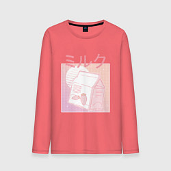 Лонгслив хлопковый мужской Vaporwave Strawberry Milk, цвет: коралловый