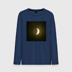Лонгслив хлопковый мужской Луна на фоне ночного неба, цвет: тёмно-синий