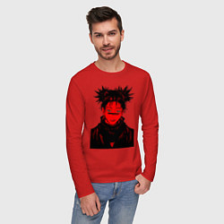 Лонгслив хлопковый мужской Кровь Чосо Магическая Битва, цвет: красный — фото 2