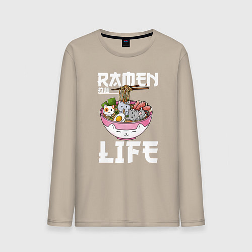 Мужской лонгслив Ramen life / Миндальный – фото 1