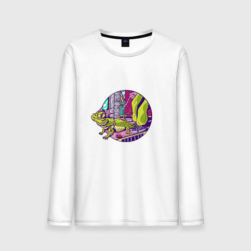 Мужской лонгслив Cool Lizard Крутая ящерица / Белый – фото 1