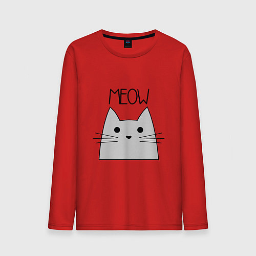 Мужской лонгслив Котик - Мяу / Красный – фото 1