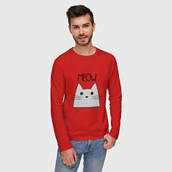 Лонгслив хлопковый мужской Котик - Мяу, цвет: красный — фото 2