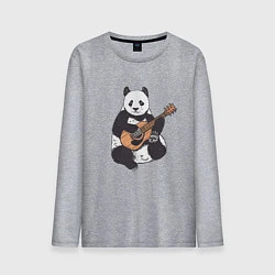 Лонгслив хлопковый мужской Панда гитарист Panda Guitar, цвет: меланж