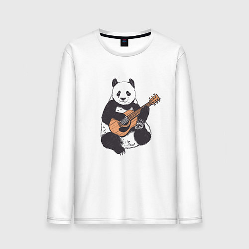 Мужской лонгслив Панда гитарист Panda Guitar / Белый – фото 1