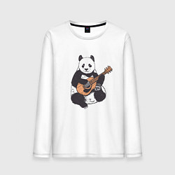 Лонгслив хлопковый мужской Панда гитарист Panda Guitar, цвет: белый