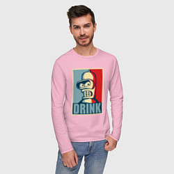Лонгслив хлопковый мужской Bender цвета светло-розовый — фото 2
