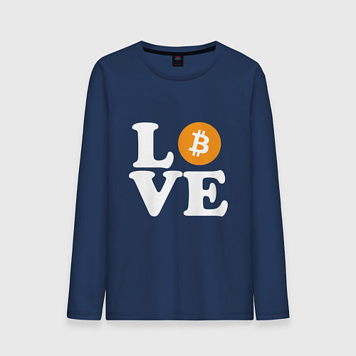 Мужской лонгслив LOVE BITCOIN БИТКОИН БИТОК / Тёмно-синий – фото 1