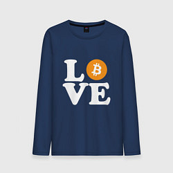 Лонгслив хлопковый мужской LOVE BITCOIN БИТКОИН БИТОК, цвет: тёмно-синий