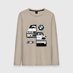 Лонгслив хлопковый мужской BMW M3 E 36 БМВ М3 E 36, цвет: миндальный