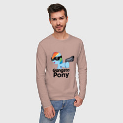 Лонгслив хлопковый мужской Gangsta pony, цвет: пыльно-розовый — фото 2