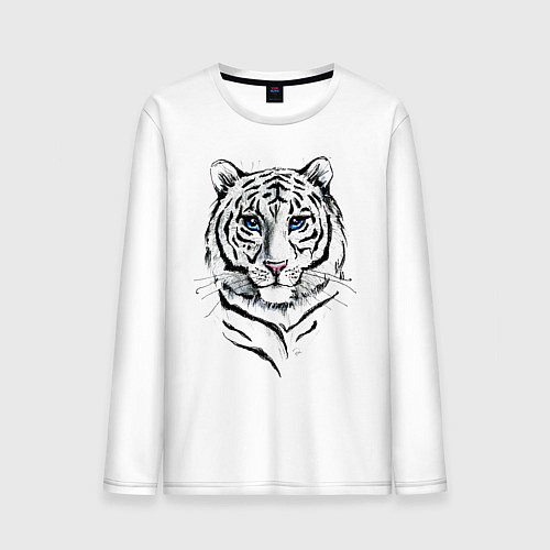 Мужской лонгслив Белый тигр / Белый – фото 1