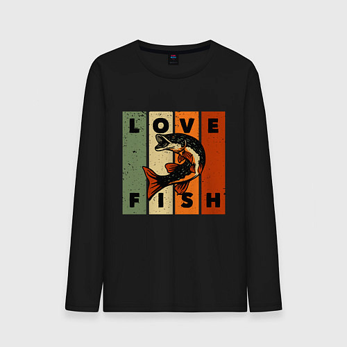 Мужской лонгслив Love fish Люблю рыбу / Черный – фото 1