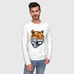 Лонгслив хлопковый мужской Тигр, цвет: белый — фото 2