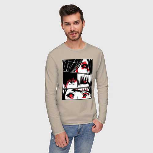Мужской лонгслив Токийский Гуль / Миндальный – фото 3