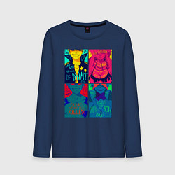 Лонгслив хлопковый мужской Gurren Lagann posters, цвет: тёмно-синий