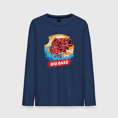 Мужской лонгслив Рыбалка / Тёмно-синий – фото 1