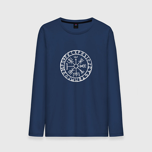 Мужской лонгслив Вегвизир - компас викингов / Тёмно-синий – фото 1